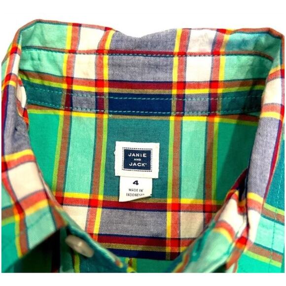 Janie & Jack Boys Plaid Button Down Shirt Size 4 - Picture 7 of 8